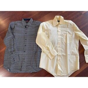 Buffalo & Bristol Lot of 2 Mens Long Sleeve Button Casual Dress Shirts 15/32 Sli